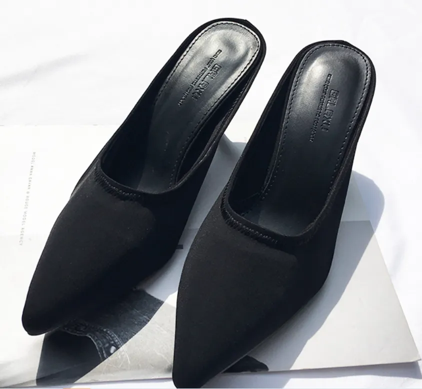 Satin Open Heel Shoes