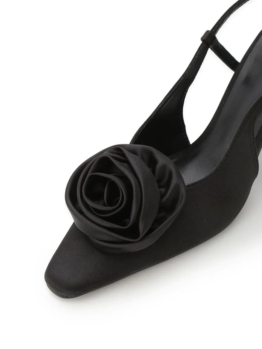Satin Rose Kitten Heels