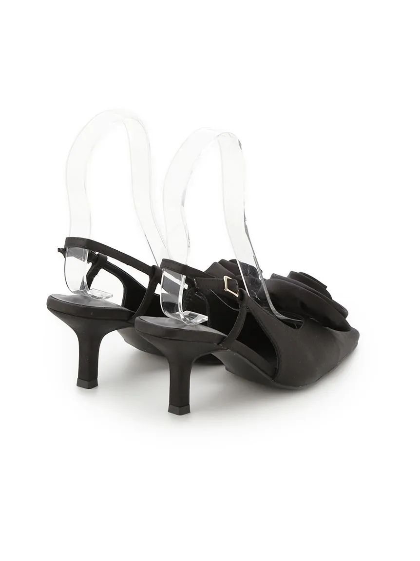 Satin Rose Kitten Heels