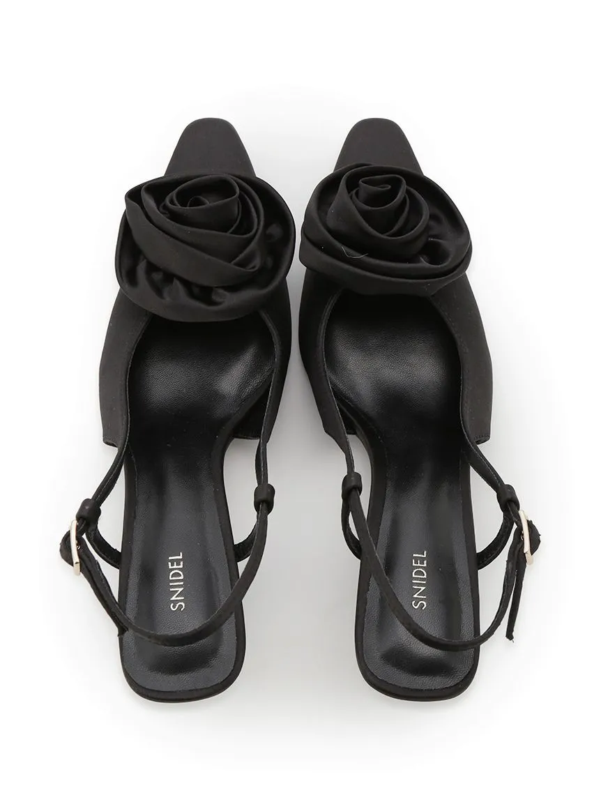 Satin Rose Kitten Heels