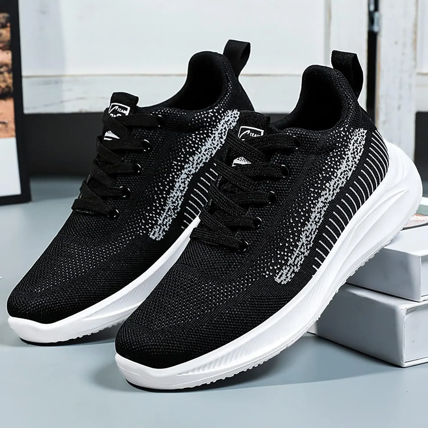 SBGMoSJ Casual Sneakers for Women Trendy Platform Zapatos Confortables para Mujer Casual Shoes for Women 2023 Platform Sneakers for Women 6 Wide Women Flat Black Shoes Wide Width Comfy and Dressy