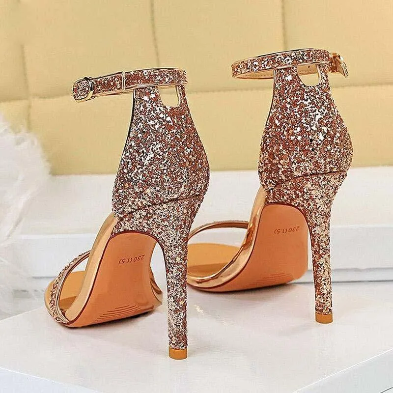 Sequin Sexy Strap High Heel