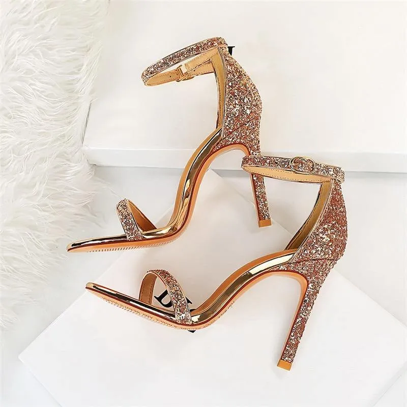 Sequin Sexy Strap High Heel