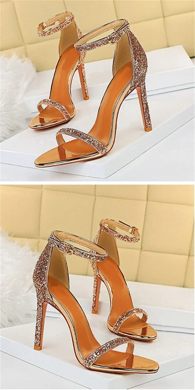 Sequin Sexy Strap High Heel
