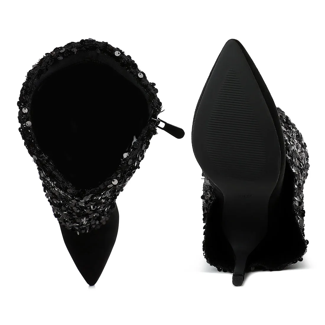 Sequinned Fold-Over Calf Boots