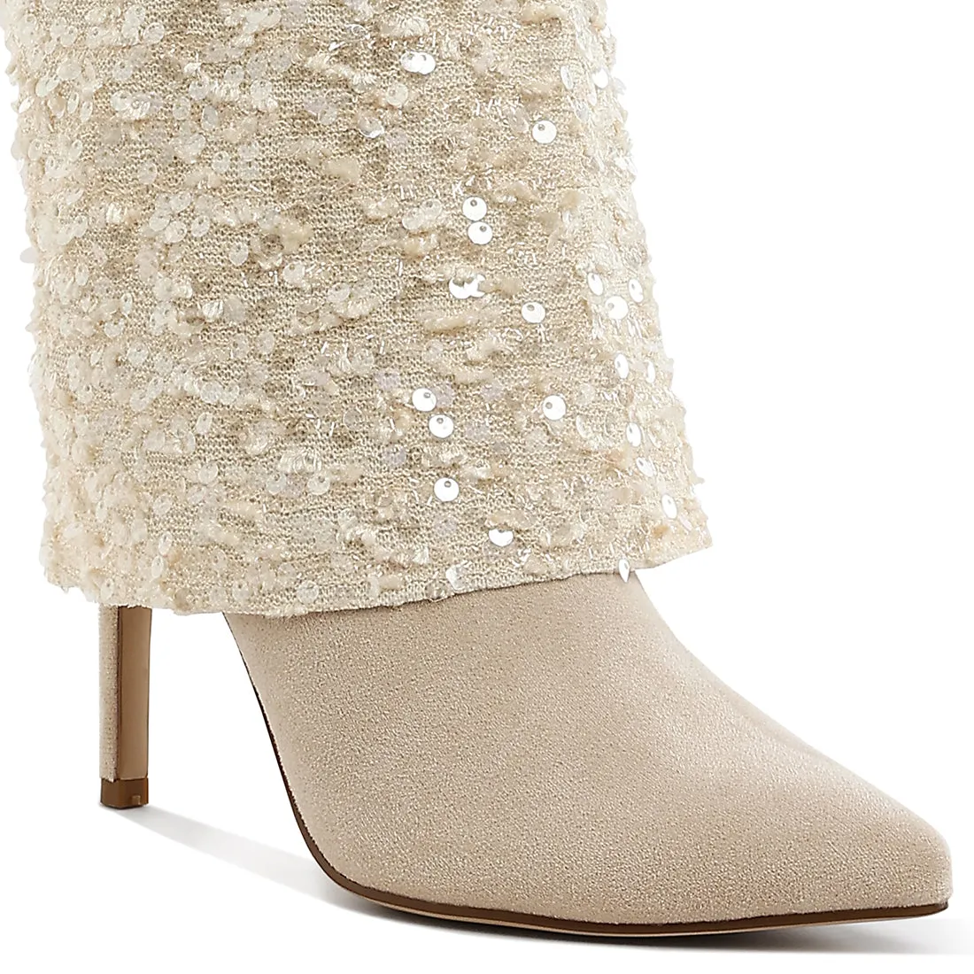Sequinned Fold-Over Calf Boots