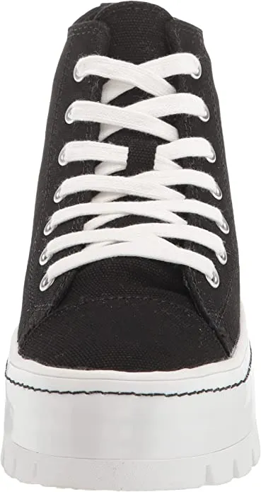 Shaddoww Hi-top Platform Sneakers in Black Fabric