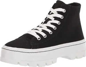Shaddoww Hi-top Platform Sneakers in Black Fabric