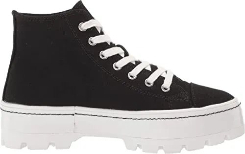 Shaddoww Hi-top Platform Sneakers in Black Fabric