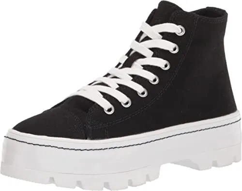 Shaddoww Hi-top Platform Sneakers in Black Fabric
