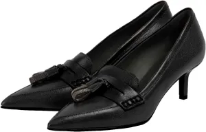 SHODENSE Women Kitten Heel Loafers Tassel Pointed Toe Loafer Pumps Slip On Dress Kitten Heels Penny Loafers Fringe Matte Vintage Office Loafer Heels 2 inch 4-11 M US