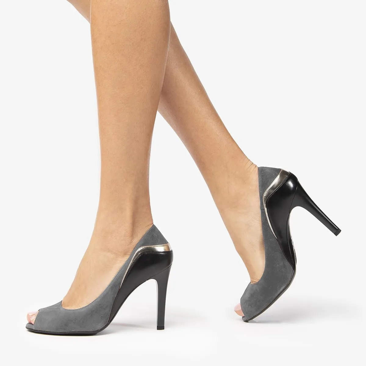 SHODENSE Women Stiletto High Heels Pumps Open Peep Toe Slip On Dress Sandals Two-Toned Suede Pointed Toe 4" Thin Heel Dress Shoes Patchwork Office Ladies Business Wedding Party Dance Shoe 4-11 M US