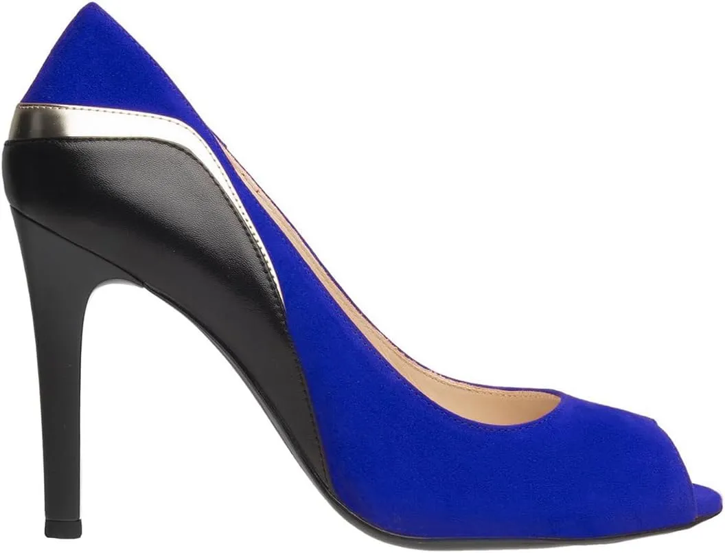 SHODENSE Women Stiletto High Heels Pumps Open Peep Toe Slip On Dress Sandals Two-Toned Suede Pointed Toe 4" Thin Heel Dress Shoes Patchwork Office Ladies Business Wedding Party Dance Shoe 4-11 M US