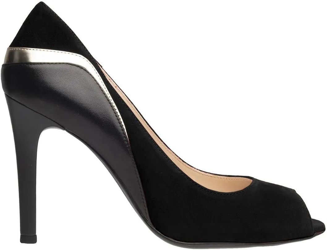 SHODENSE Women Stiletto High Heels Pumps Open Peep Toe Slip On Dress Sandals Two-Toned Suede Pointed Toe 4" Thin Heel Dress Shoes Patchwork Office Ladies Business Wedding Party Dance Shoe 4-11 M US