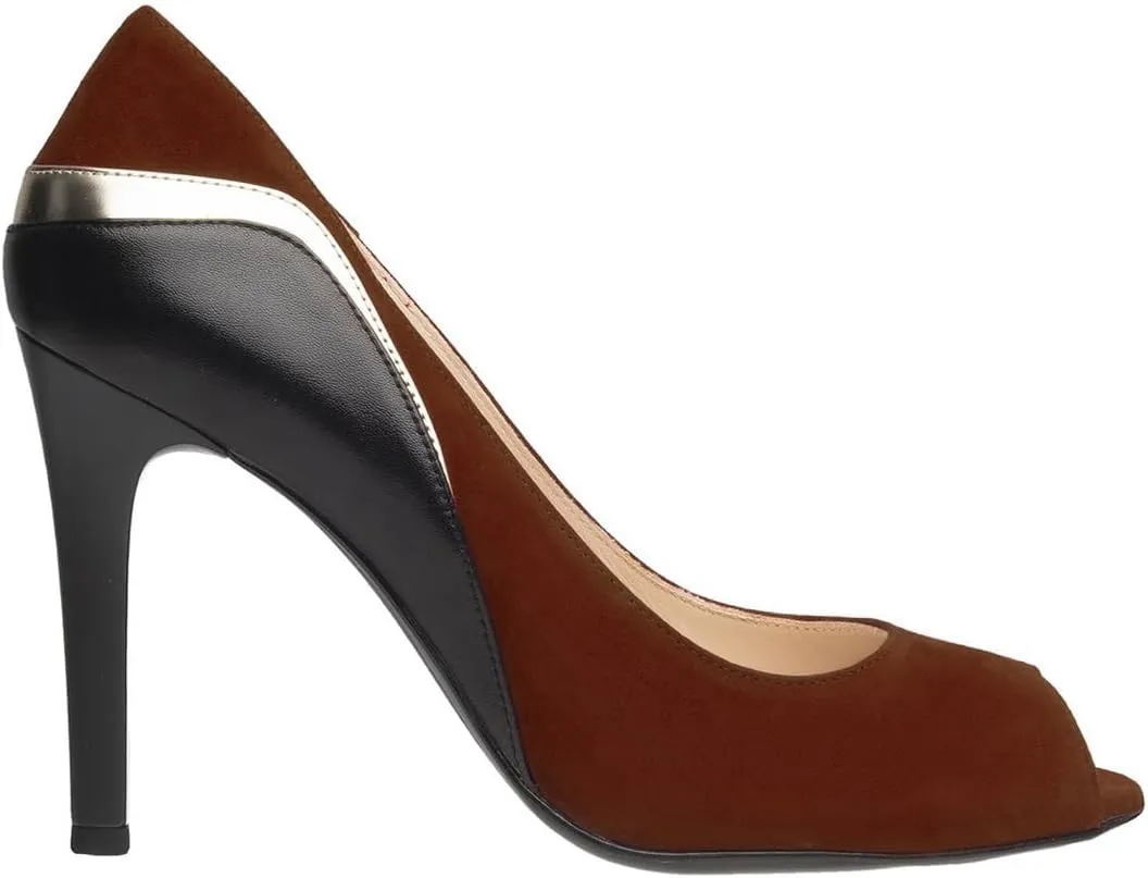 SHODENSE Women Stiletto High Heels Pumps Open Peep Toe Slip On Dress Sandals Two-Toned Suede Pointed Toe 4" Thin Heel Dress Shoes Patchwork Office Ladies Business Wedding Party Dance Shoe 4-11 M US