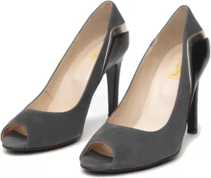 SHODENSE Women Stiletto High Heels Pumps Open Peep Toe Slip On Dress Sandals Two-Toned Suede Pointed Toe 4" Thin Heel Dress Shoes Patchwork Office Ladies Business Wedding Party Dance Shoe 4-11 M US