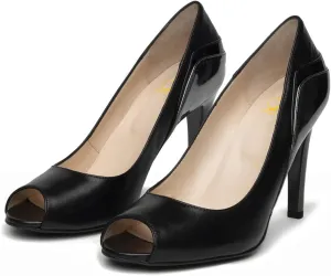 SHODENSE Women Stiletto High Heels Pumps Open Peep Toe Slip On Dress Sandals Two-Toned Suede Pointed Toe 4" Thin Heel Dress Shoes Patchwork Office Ladies Business Wedding Party Dance Shoe 4-11 M US