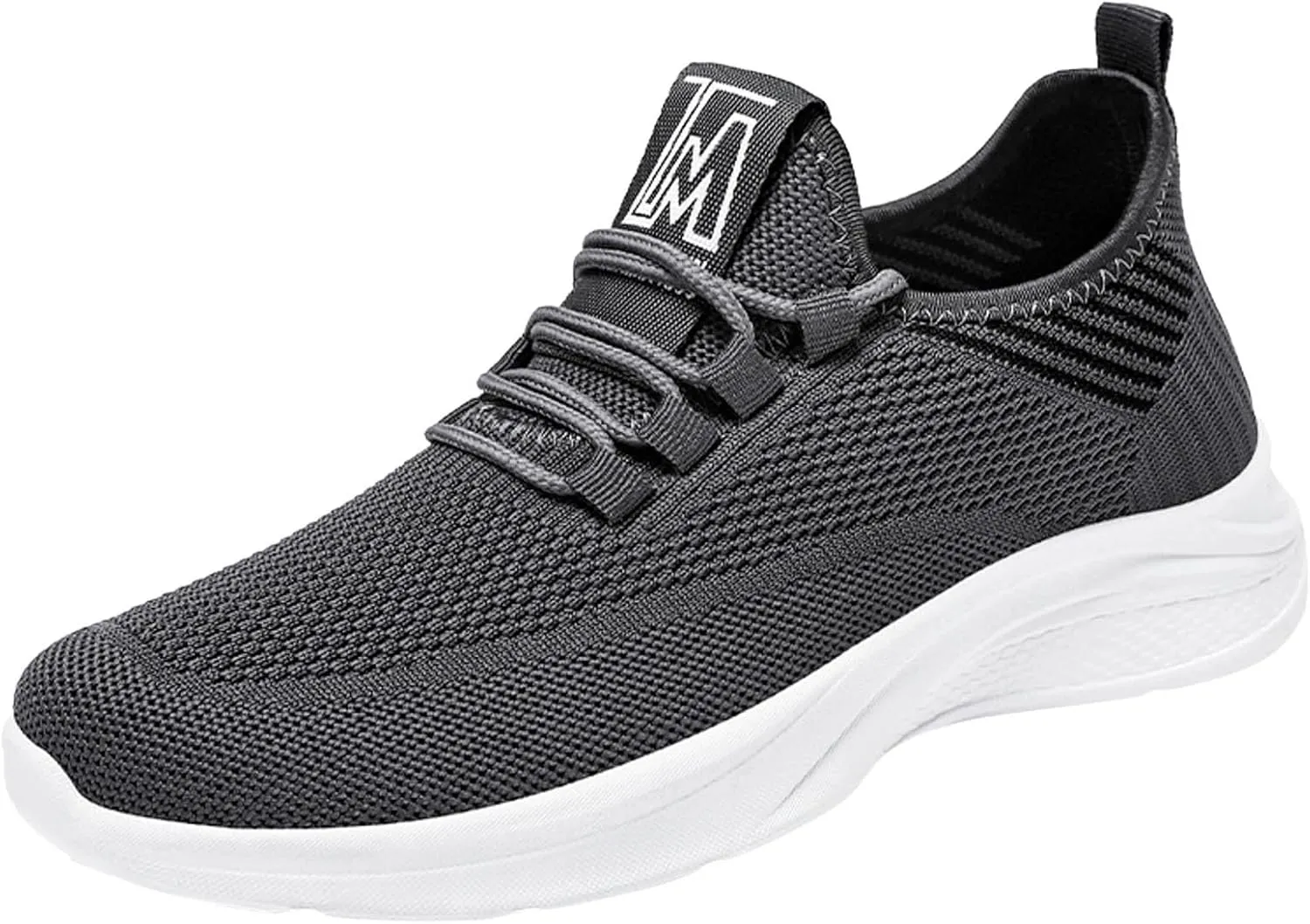 Shoes for Men Work Sneakers for Men Comfortable Breathable Lightweight Tennis Shoes Dress Mens Athletic Running Tennis Leather Sneakers Black