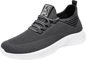 Shoes for Men Work Sneakers for Men Comfortable Breathable Lightweight Tennis Shoes Dress Mens Athletic Running Tennis Leather Sneakers Black