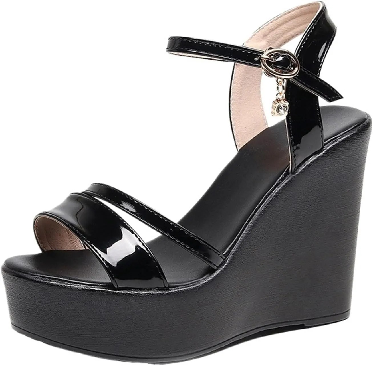 Shoes Women's Platform Wedges Sandals Summer High Heels Sandals(Black 11.5cm,5)