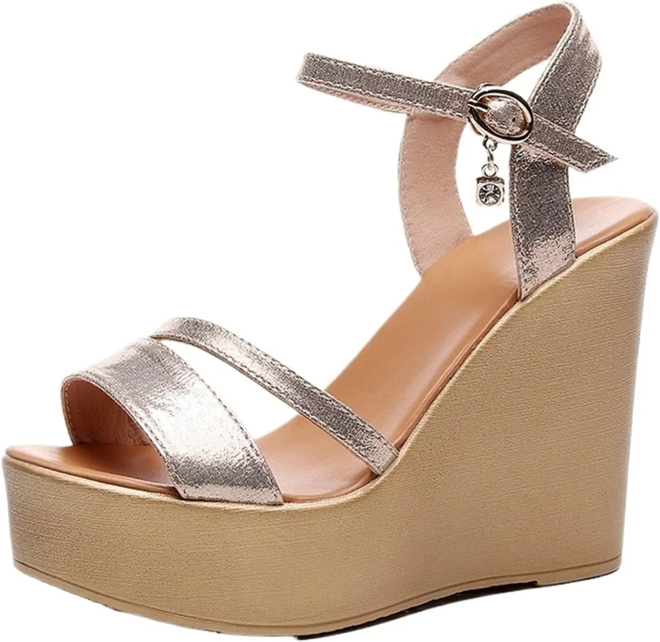 Shoes Women's Platform Wedges Sandals Summer High Heels Sandals(Gold 11.5cm,5)