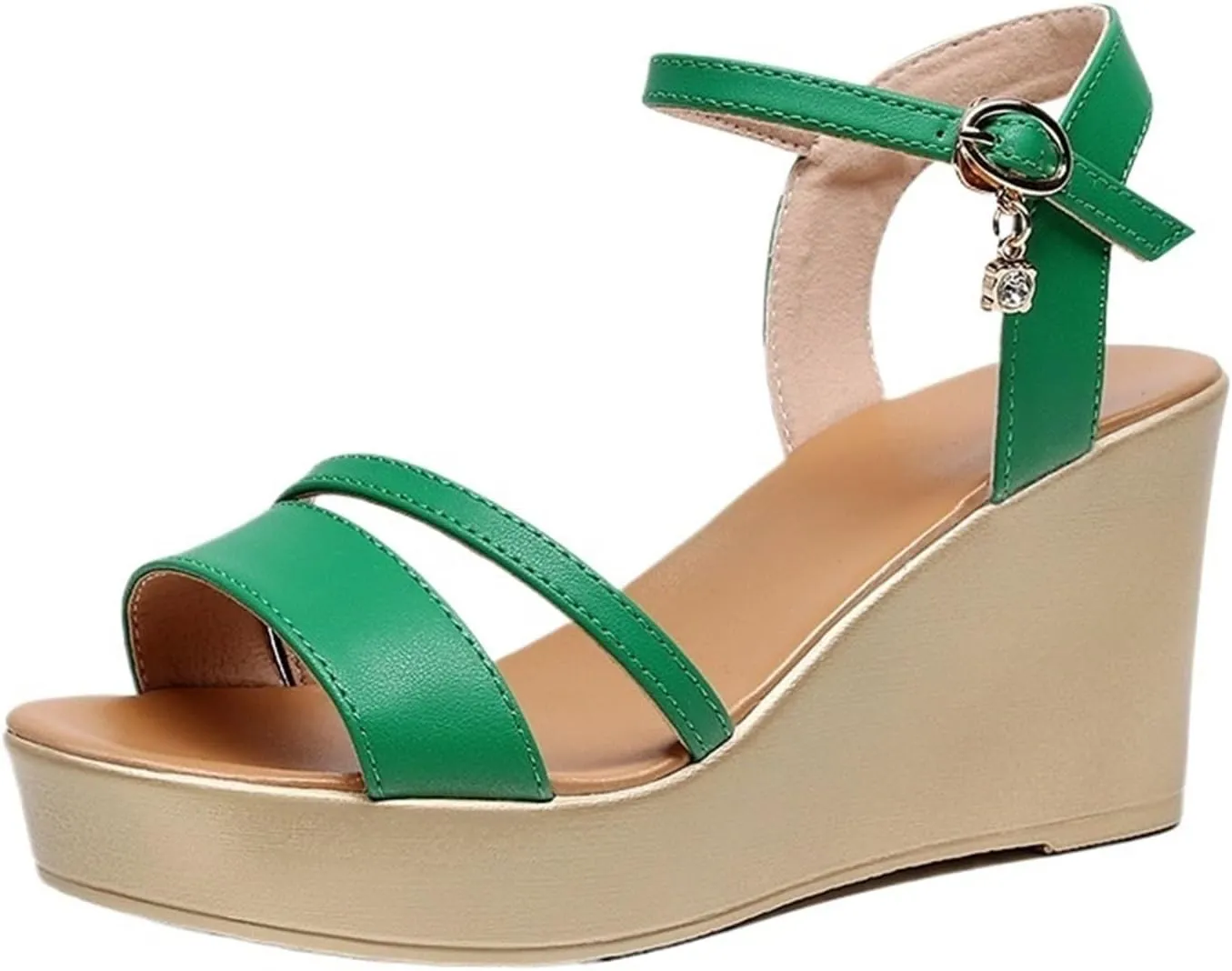 Shoes Women's Platform Wedges Sandals Summer High Heels Sandals(Green 8cm,5)