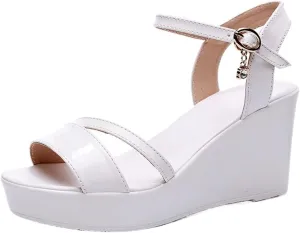 Shoes Women's Platform Wedges Sandals Summer High Heels Sandals(White 8cm,5)