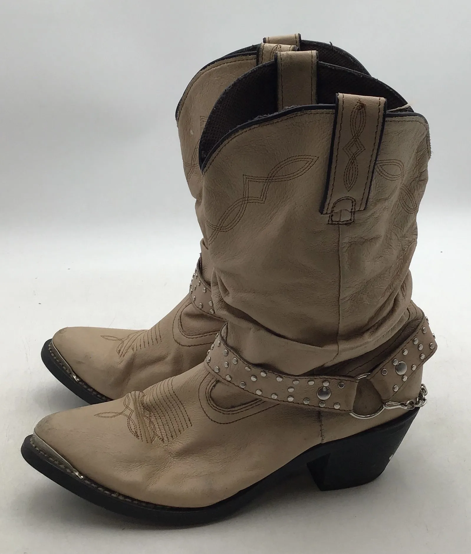 Shyanne Women's Tanya SH1131A Tan Slouchy Harness Western Boots - Size 9
