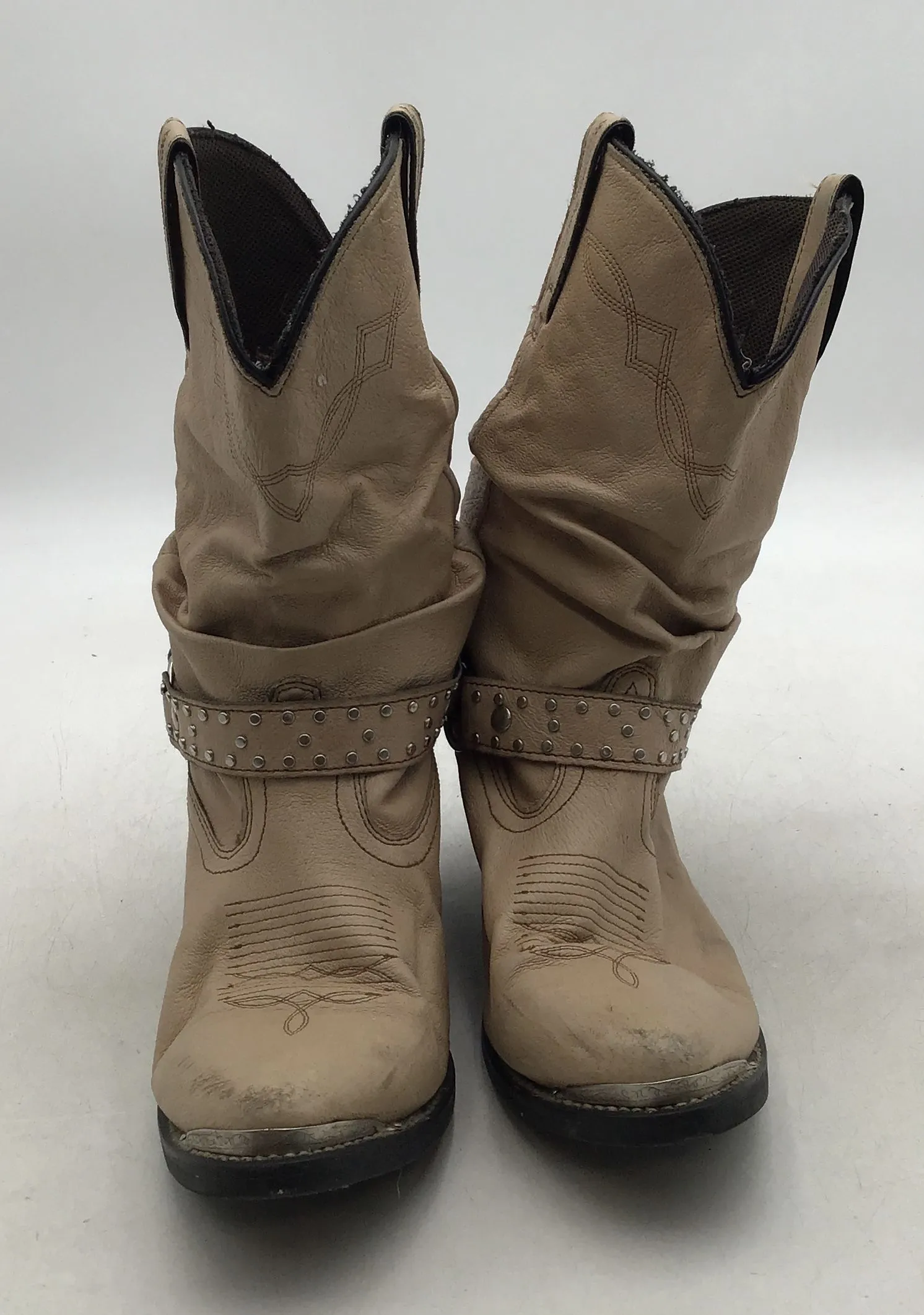 Shyanne Women's Tanya SH1131A Tan Slouchy Harness Western Boots - Size 9