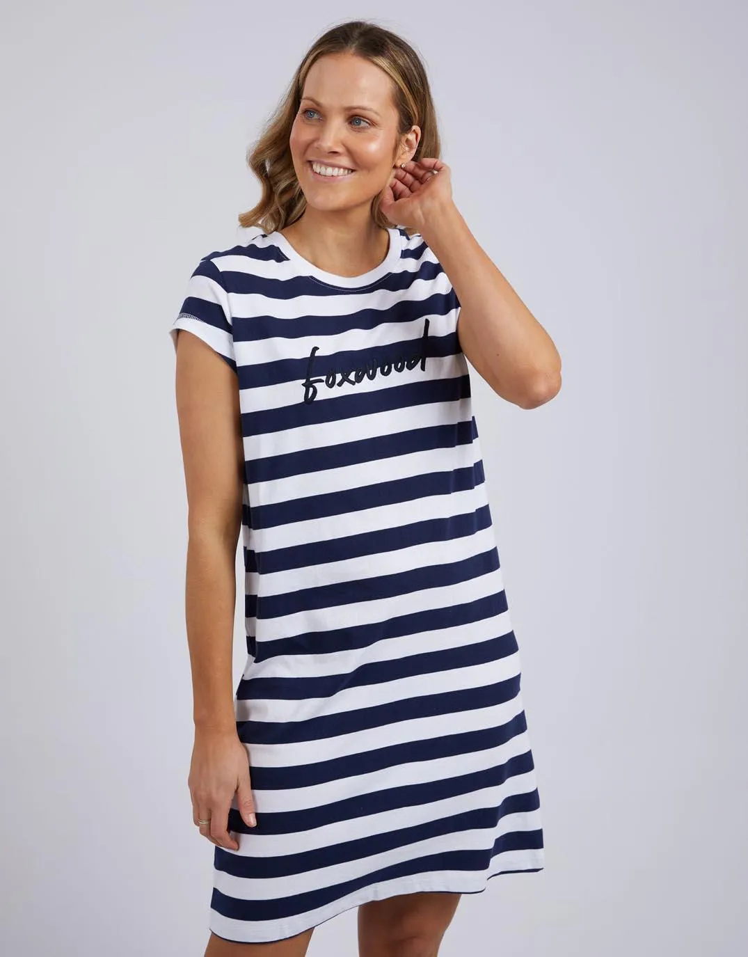 Signature Stripe Tee Dress - Navy/White Stripe