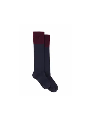 Signature Women's Knee High Socks - Navy & Plum