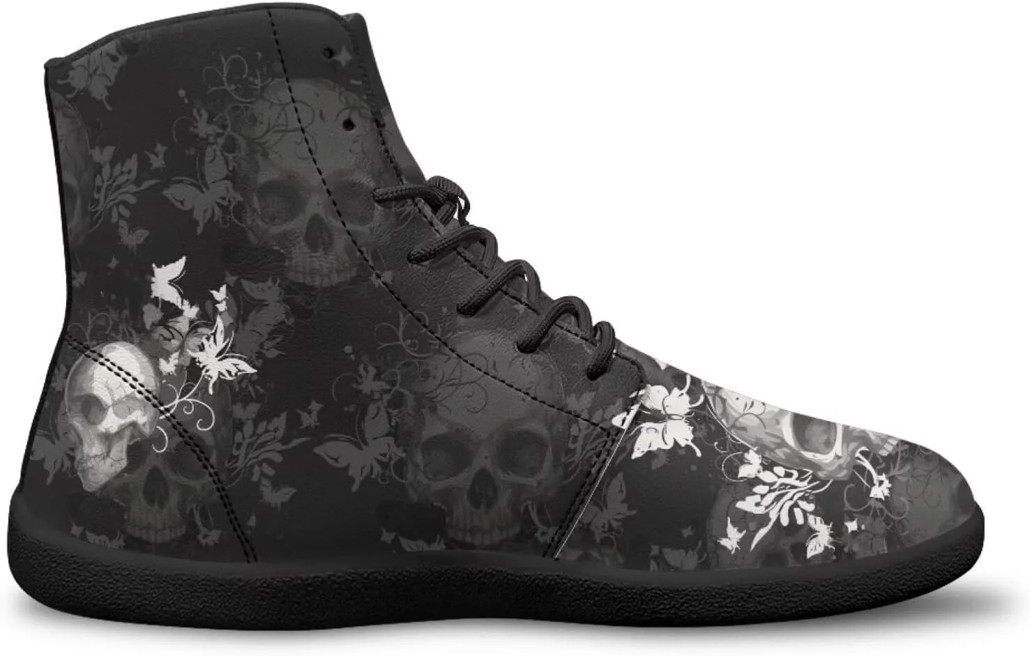 Skull High Top Basketball Barefoot Shoes for Men Women Casual Walking Work Shoes Running Sneakers