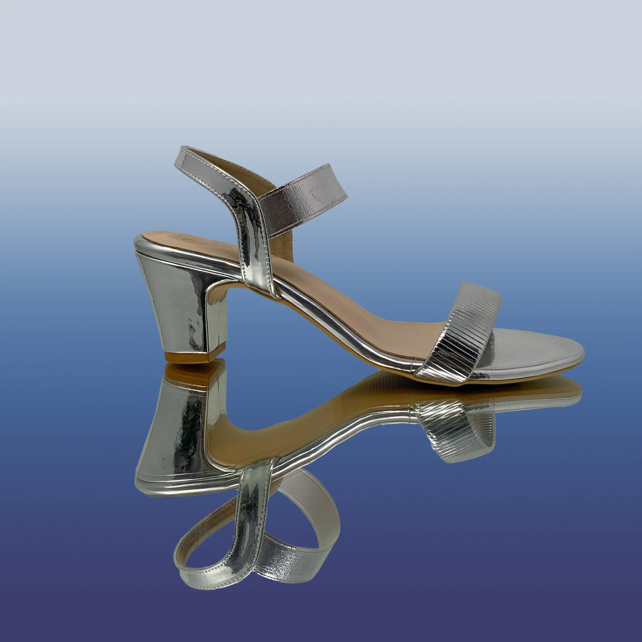 Sleek Silver Block Heels