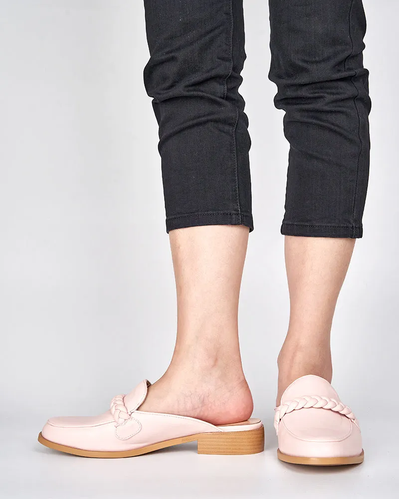 Slip On Backless Braided Comfortable Mules