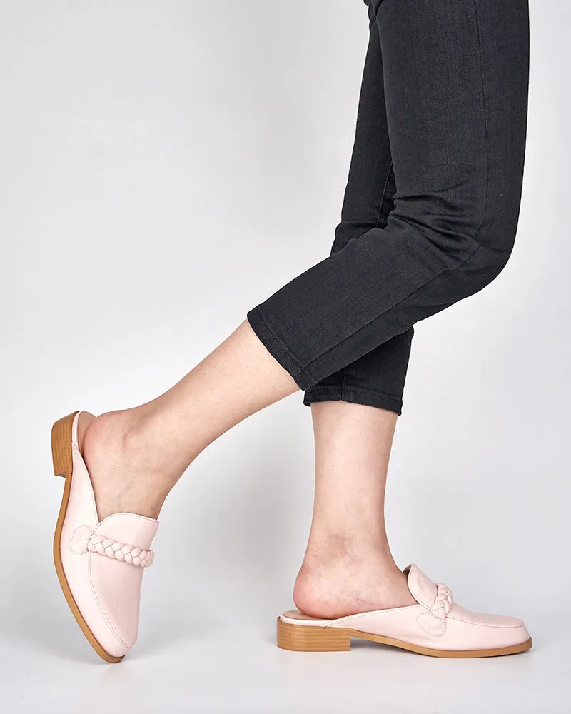 Slip On Backless Braided Comfortable Mules