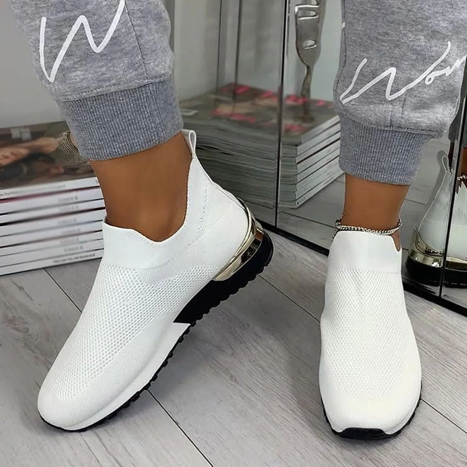 Slip On Sneakers Women Business Casual Shoes for Men Walking Sneakers for Women Barefoot Running Shoes Fashion Sneaker Non Slip Breathable Dress Tennis Shoes for Men