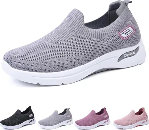 Slip On Walking Shoes for Women Orthopedic Nurse Shoes Hands Free Slip-Ins Go Walk Sneakers Tennis Comfort Wear Orthowear Shoe for Diabetic Neuropathy Plantar Fasciitis Breathable & Comfortable