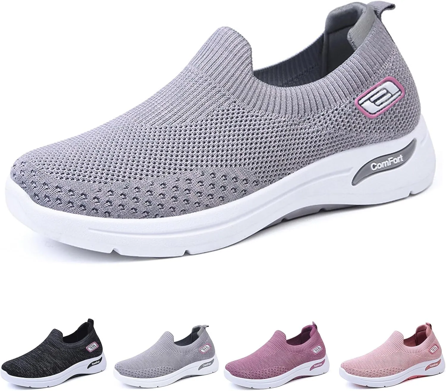 Slip On Walking Shoes for Women Orthopedic Nurse Shoes Hands Free Slip-Ins Go Walk Sneakers Tennis Comfort Wear Orthowear Shoe for Diabetic Neuropathy Plantar Fasciitis Breathable & Comfortable