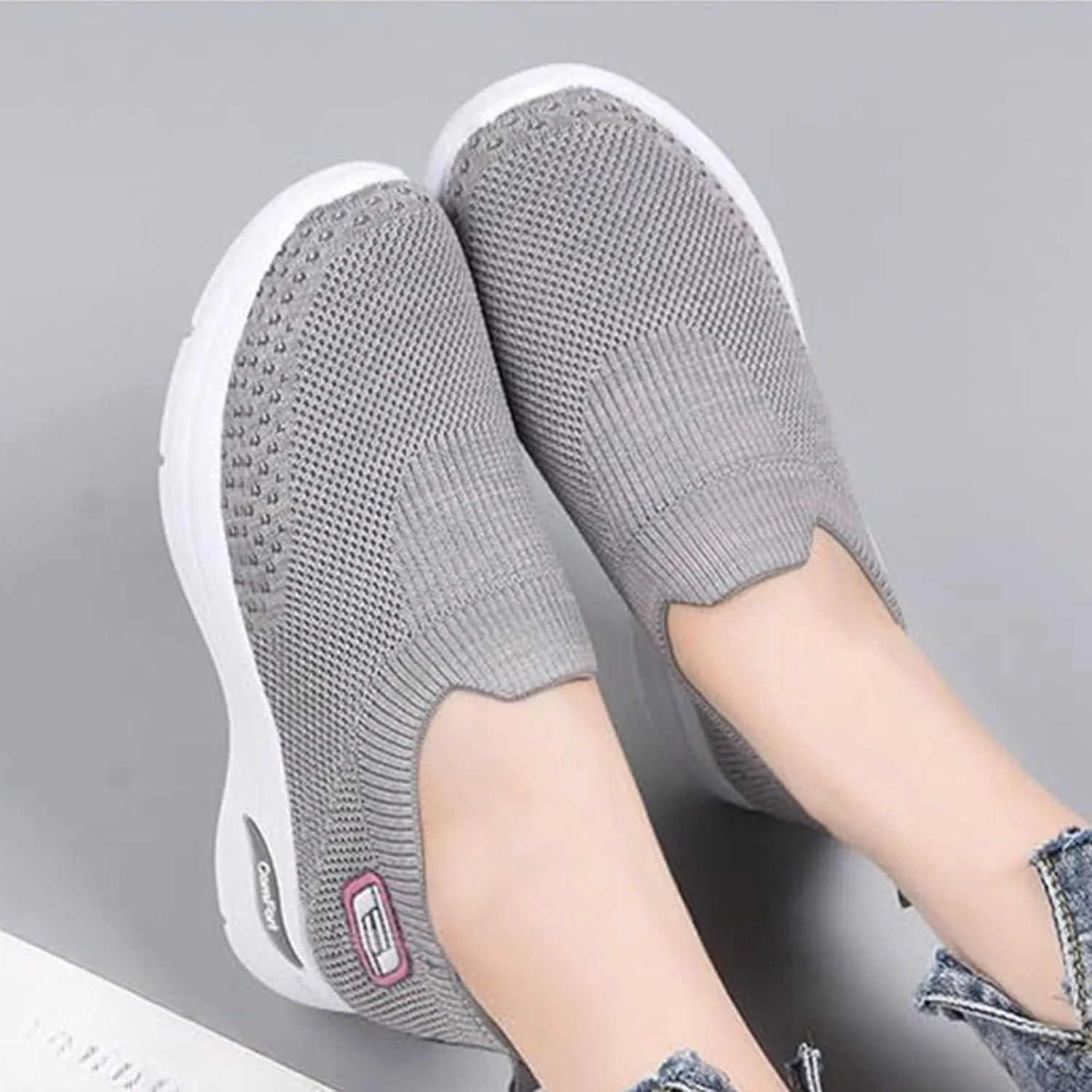 Slip On Walking Shoes for Women Orthopedic Nurse Shoes Hands Free Slip-Ins Go Walk Sneakers Tennis Comfort Wear Orthowear Shoe for Diabetic Neuropathy Plantar Fasciitis Breathable & Comfortable