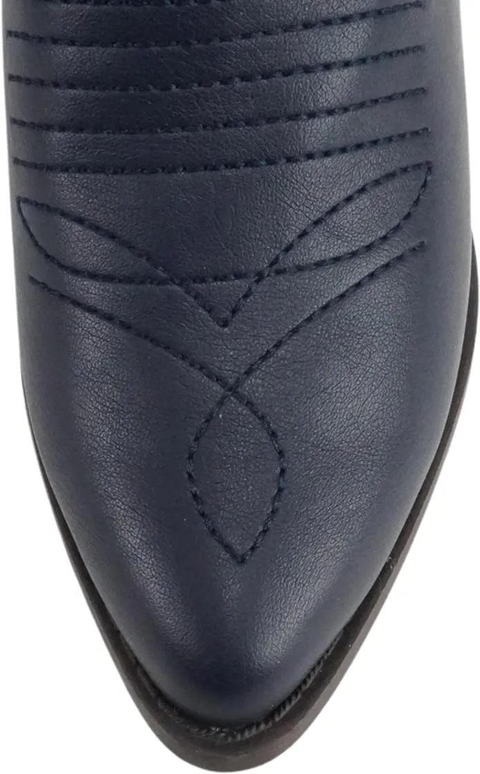 Soda Reno Navy Western Cowboy Pointed Toe Knee High Pull On Tabs Western Boots