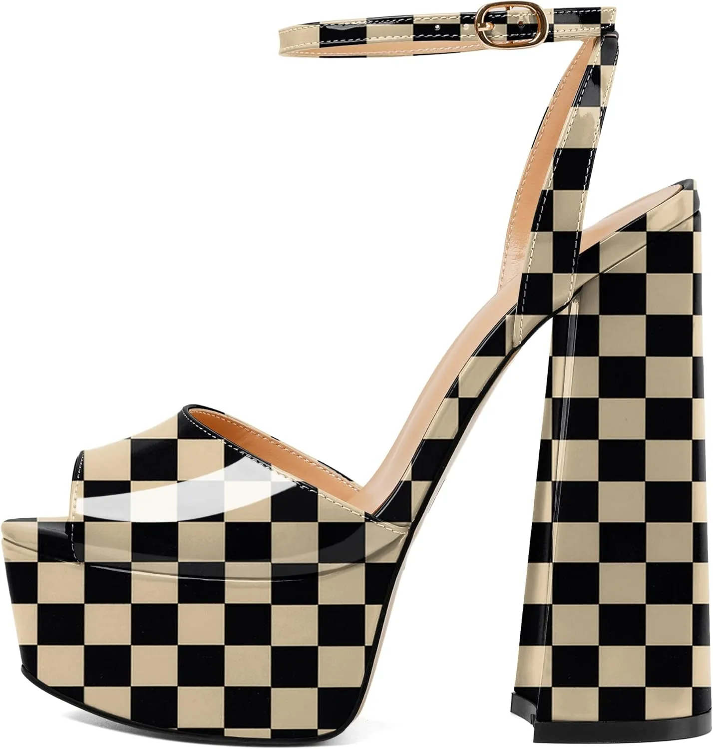 Soireelady Women Platform Sandals Chunky Block High Heels Peep Toe Heeled Sandals Slingback Sky High Heels Sexy Ankle Strap Summer Shoes for Party Evening Cocktail