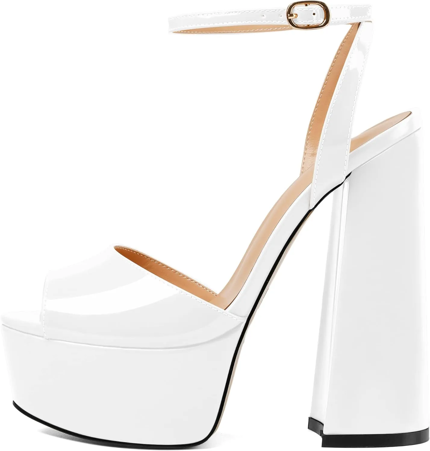 Soireelady Women Platform Sandals Chunky Block High Heels Peep Toe Heeled Sandals Slingback Sky High Heels Sexy Ankle Strap Summer Shoes for Party Evening Cocktail