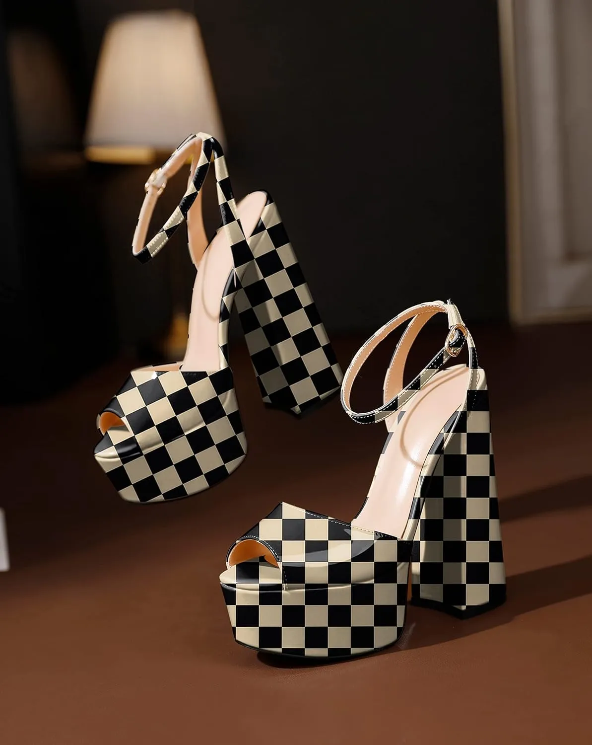 Soireelady Women Platform Sandals Chunky Block High Heels Peep Toe Heeled Sandals Slingback Sky High Heels Sexy Ankle Strap Summer Shoes for Party Evening Cocktail