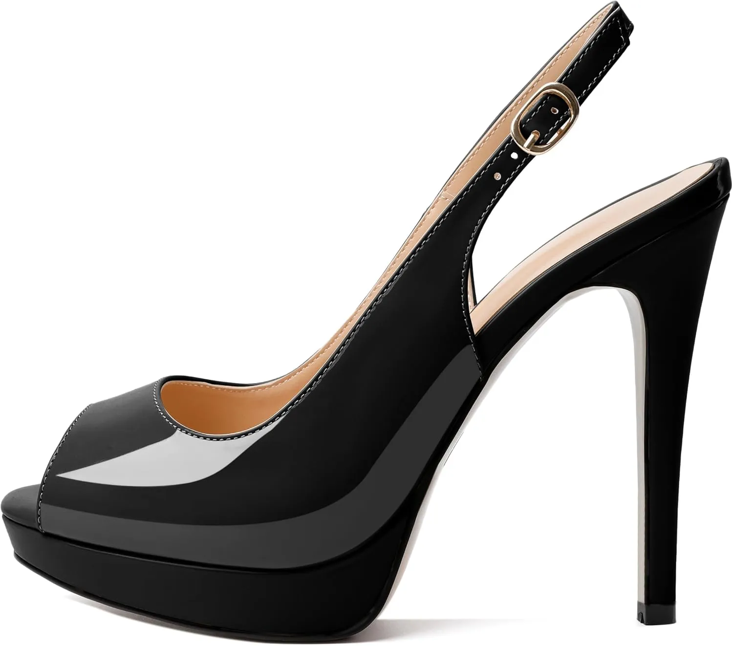 Soireelady Women's Slingback Platform Sexy Peep Toe High Heels Stiletto Slim Thin Heel Pumps Wedding Bride Evening Party Dress Shoes