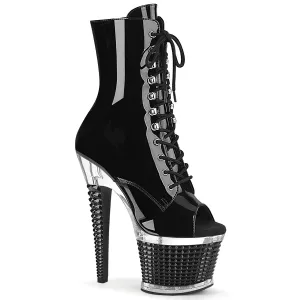 SPECTATOR-1021 Pleasers Black Patent Platform Lace Up Ankle Boots