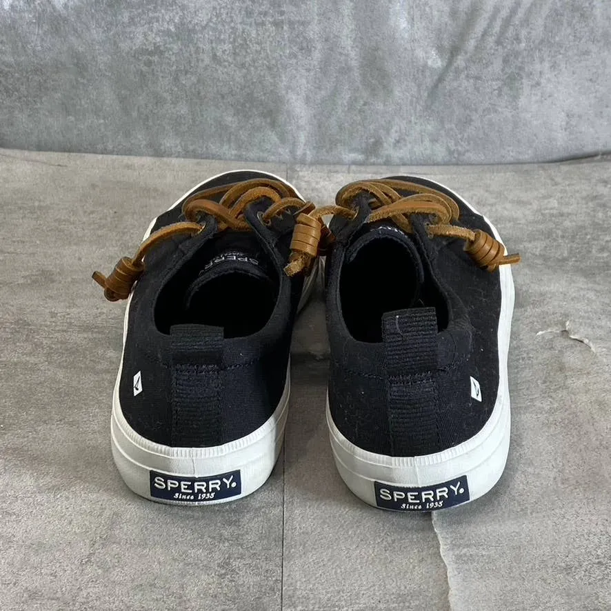 SPERRY Women's Black Canvas Crest Vibe Tie-Lace Memory Foam Sneakers SZ 7