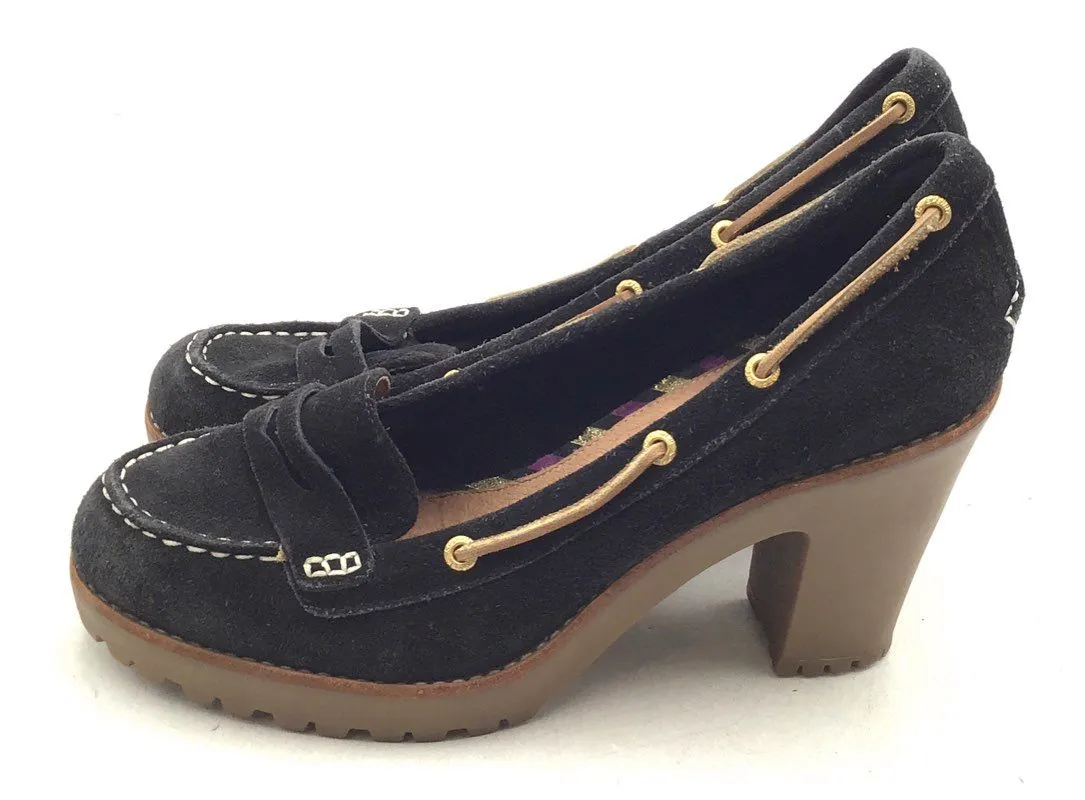 Sperry Women's Darlington 9236159 Black Leather Block Pump Heels - Size 9M