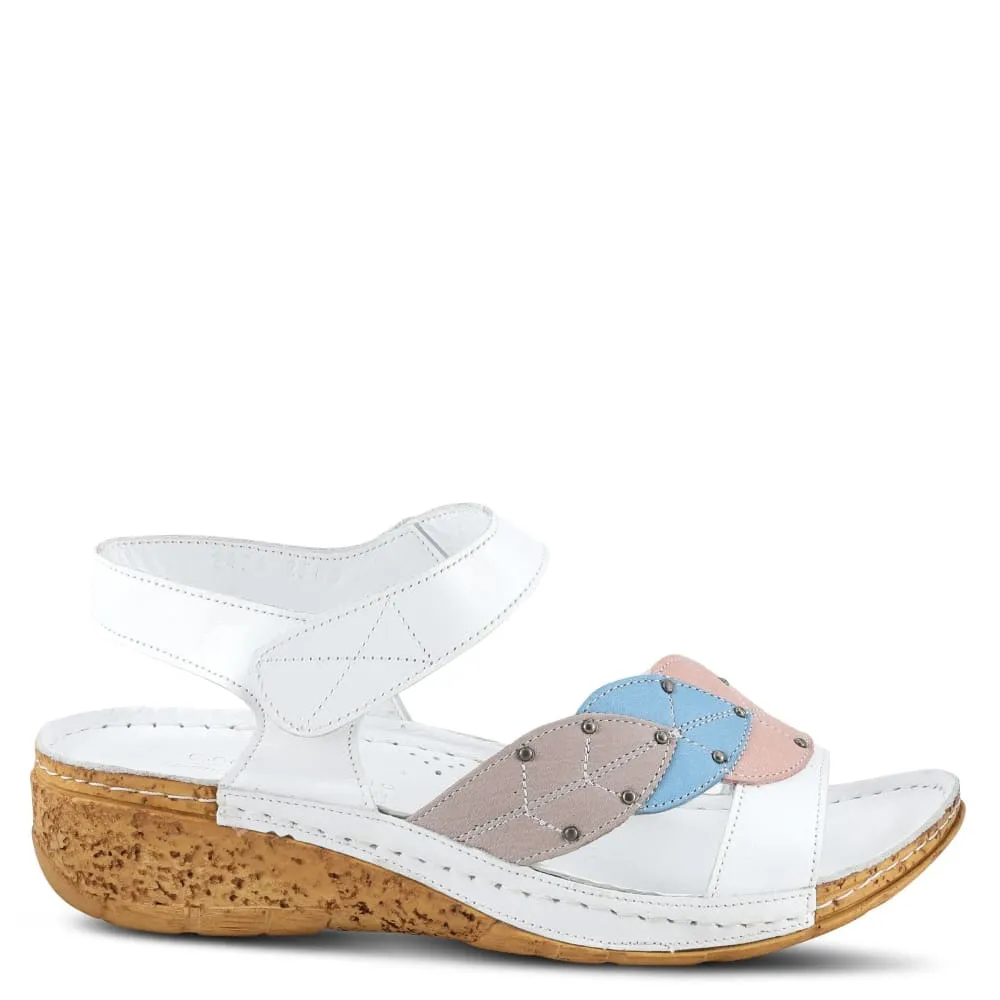 Spring Step Shoes Leaf Women's White Multi Quarter Strap Sandals