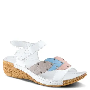 Spring Step Shoes Leaf Women's White Multi Quarter Strap Sandals