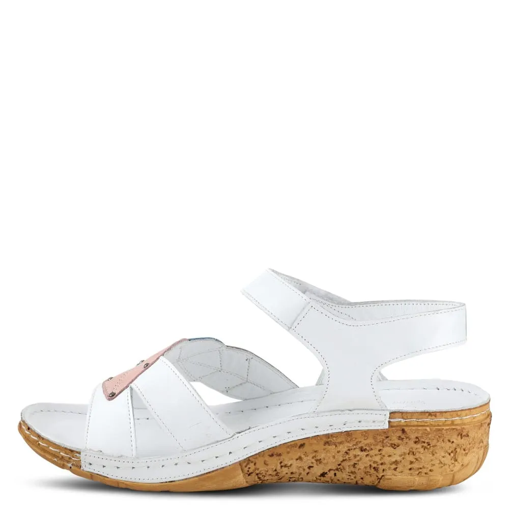 Spring Step Shoes Leaf Women's White Multi Quarter Strap Sandals